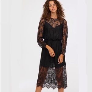 H&M Black Lace Midi Dress Size 6